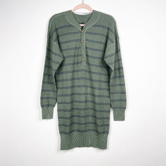 NWT prAna Milani Henley Dress Small Kale Stipe Waffle Knit Henley V-Neck XS - Picture 3 of 16